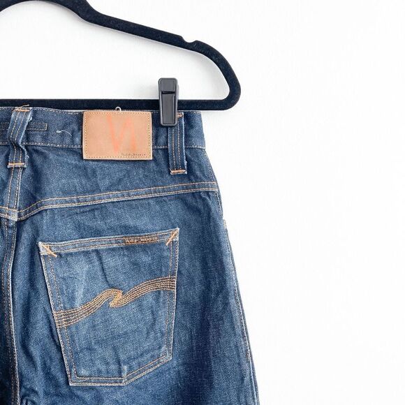 NUDIE Jeans Men's Hank Rey Recycle Dry Denim Jeans Blue Size 29 HEMMED - Picture 1 of 14
